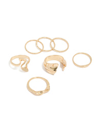 Gold Dainty Organic Rings 7-Pack - link has visual effect only