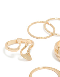 Gold Dainty Organic Rings 7-Pack - link has visual effect only
