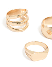 Gold Chunky  & Red Stone Rings 5-Pack - link has visual effect only