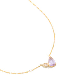 Gold Plated June Lilac Cubic Zirconia  Necklace - link has visual effect only