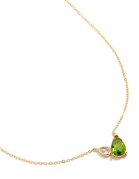 Gold Plated August Green Cubic Zirconia Necklace - link has visual effect only