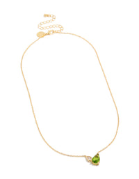 Gold Plated August Green Cubic Zirconia Necklace - link has visual effect only