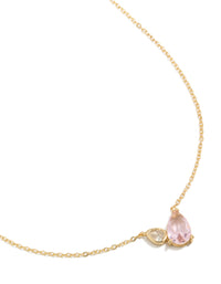 Gold Plated October Pink Cubic Zirconia Necklace - link has visual effect only