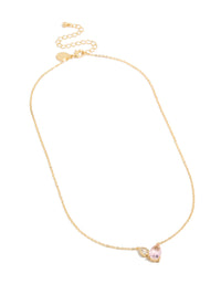 Gold Plated October Pink Cubic Zirconia Necklace - link has visual effect only
