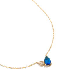 Gold Plated September Blue Cubic Zirconia Necklace - link has visual effect only