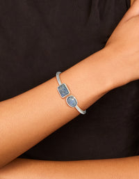 Silver Double  Blue Stone Bangle - link has visual effect only