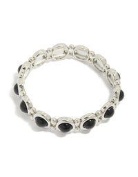 Silver Black Stones Stretch Bracelet - link has visual effect only