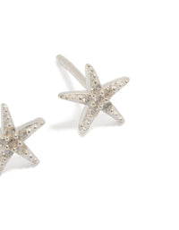Sterling Silver Cubic Zirconia Starfish Earrings - link has visual effect only