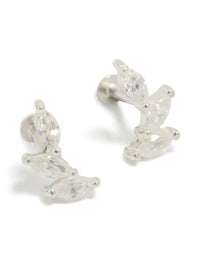 Discover crawler flat back stud earrings crafted from sterling silver in clear front view - link has visual effect only