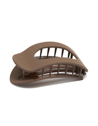 Crafted from solid chocolate brown matte flat oval claw clip side view - link has visual effect only