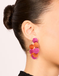 Pink & Orange Paper Ball Hoop Earrings - link has visual effect only