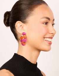 Pink & Orange Paper Ball Hoop Earrings - link has visual effect only