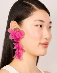 Hot Pink Fabric Flower Drop Earrings - link has visual effect only