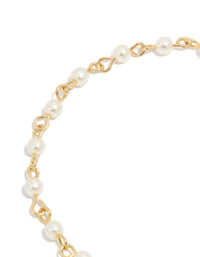 Gold Plated Pearl & Cubic Zirconia Star Moon Fob Bracelet - link has visual effect only