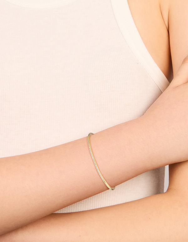 Gold Plated Cubic Zirconia Thin Wrist Cuff