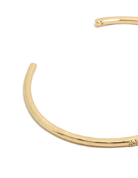 Featuring a gold plated cubic zirconia thin wrist cuff bangle closure detail view - link has visual effect only