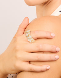 Gold Plated Pear Cubic Zirconias Band Ring - link has visual effect only