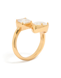 Waterproof Gold Plated Stainless Steel Double Cubic Zirconia Wrap Ring - link has visual effect only