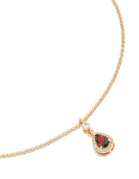 Gold Red Pear Cubic Zirconia Pendant Necklace - link has visual effect only
