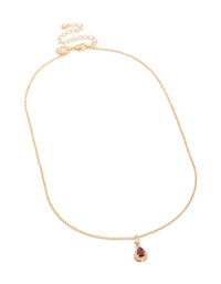Gold Red Pear Cubic Zirconia Pendant Necklace - link has visual effect only
