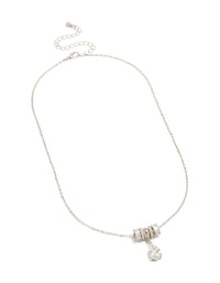 Crafted from silver with cubic zirconia pear stone cut, this crystal pendant necklace in clear front view - link has visual effect only