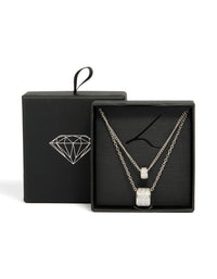 Showcasing a necklace crafted from cubic zirconia with layered rondelle design in silver close up view - link has visual effect only