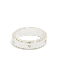 Waterproof Cubic Zirconia Stainless Steel Spinner Ring - link has visual effect only