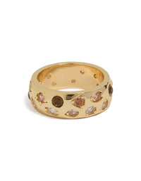Gold Plated Multicoloured Cubic Zirconia Chunky Band Ring - link has visual effect only
