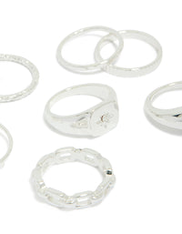 Crafted with celestial dainty design in silver featuring star accents close up view - link has visual effect only