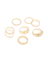 Showcasing a celestial dainty ring set featuring star details in gold front view - link has visual effect only