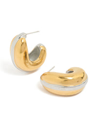 Showcasing waterproof mixed plated stainless steel hoop earrings in silver and gold front view - link has visual effect only