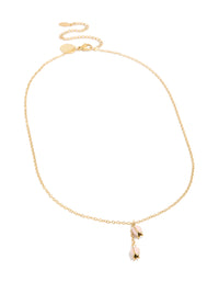 Discover a charm floral necklace with waterproof stainless steel construction and gold plated details in pink, dainty front view - link has visual effect only