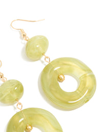 Designed with gold green acrylic circle drop earrings post detail view - link has visual effect only