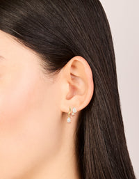 Gold Plated Cubic Zirconia Teardrop Flat Back Studs & Huggie Earrings Pack - link has visual effect only