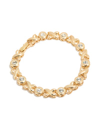 Gold Plated Brass Cubic Zirconia X Tennis Bracelet - link has visual effect only