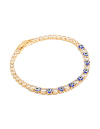 Gold Plated Brass Evil Eye & Cubic Zirconia Tennis Bracelet - link has visual effect only