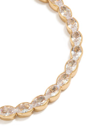 Gold Plated Brass Oval Cubic Zirconia Tennis Bracelet - link has visual effect only