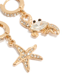 Gold Mismatched Ocean Huggie Earrings - link has visual effect only