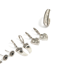 Antique Silver Gothic Tooth & Cross Earrings 6-Pack - link has visual effect only