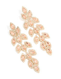 Gold Diamante Gleaming Pear Drop Earrings - link has visual effect only