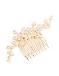 Gold Diamante Floral Statement Comb - link has visual effect only