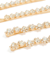 Crafted with gold diamante hair clips in a 4-pack set detail view - link has visual effect only