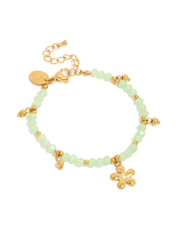Tweens Gold Plated Stainless Steel & Green Facet Beaded Flower Charm Bracelet - link has visual effect only