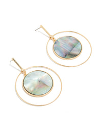 Gold Genuine Shell Disc Drop Earrings - link has visual effect only