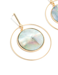 Gold Genuine Shell Disc Drop Earrings - link has visual effect only