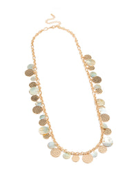Gold Textured Discs & Circle Genuine Shell Necklace - link has visual effect only