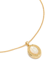 Gold Plated Shell Mary Locket Necklace - link has visual effect only