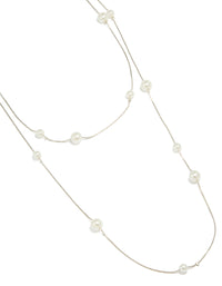 Discover this silver pearl layered necklace in ivory close up view - link has visual effect only