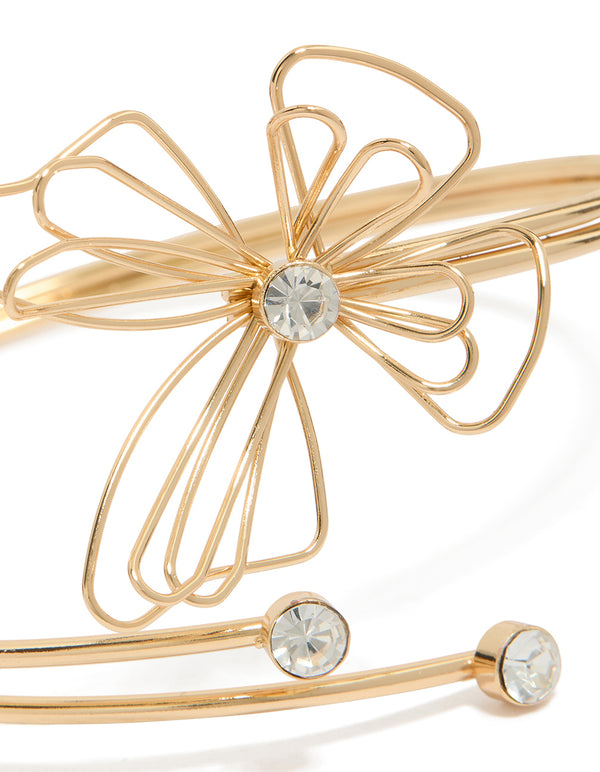 Gold Diamante Wire Butterfly Arm Cuff