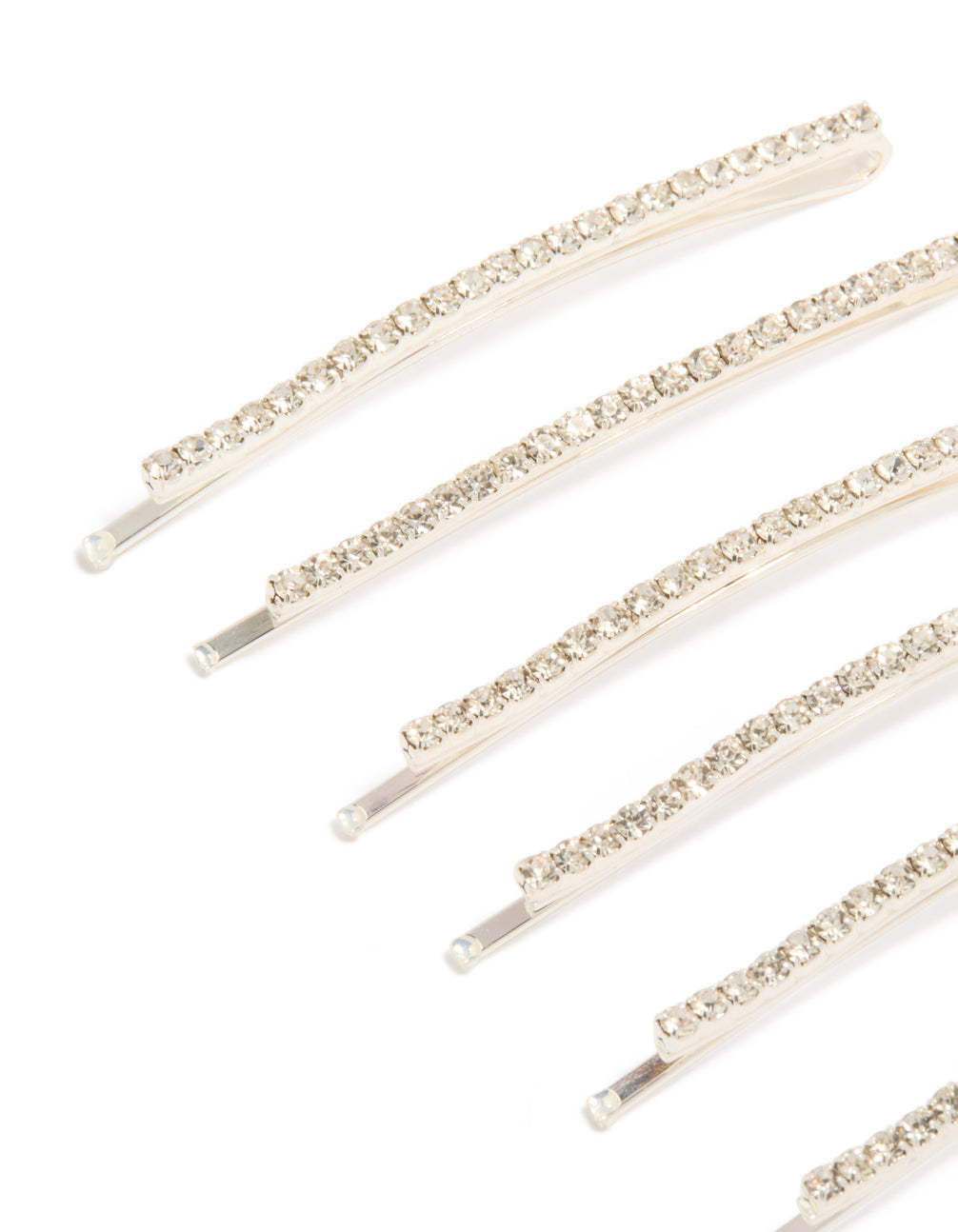 Featuring mini diamante pins 6-pack in silver detail view